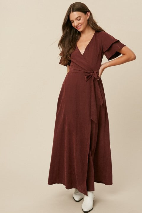 Plum Double Layered Sleeve Maxi Wrap Dress – The Red Raccoon